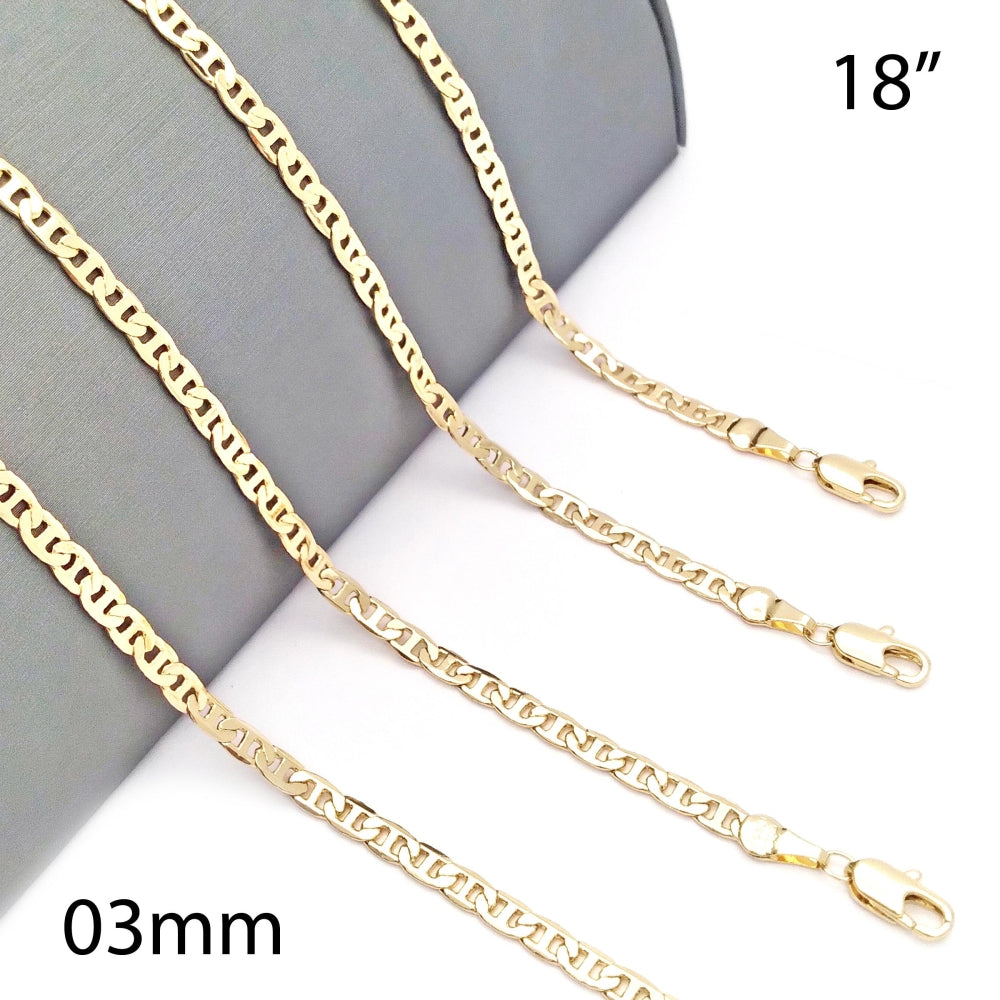 Oro Laminado Basic Necklace, Gold Filled Style Mariner Design, Polished, Golden Finish