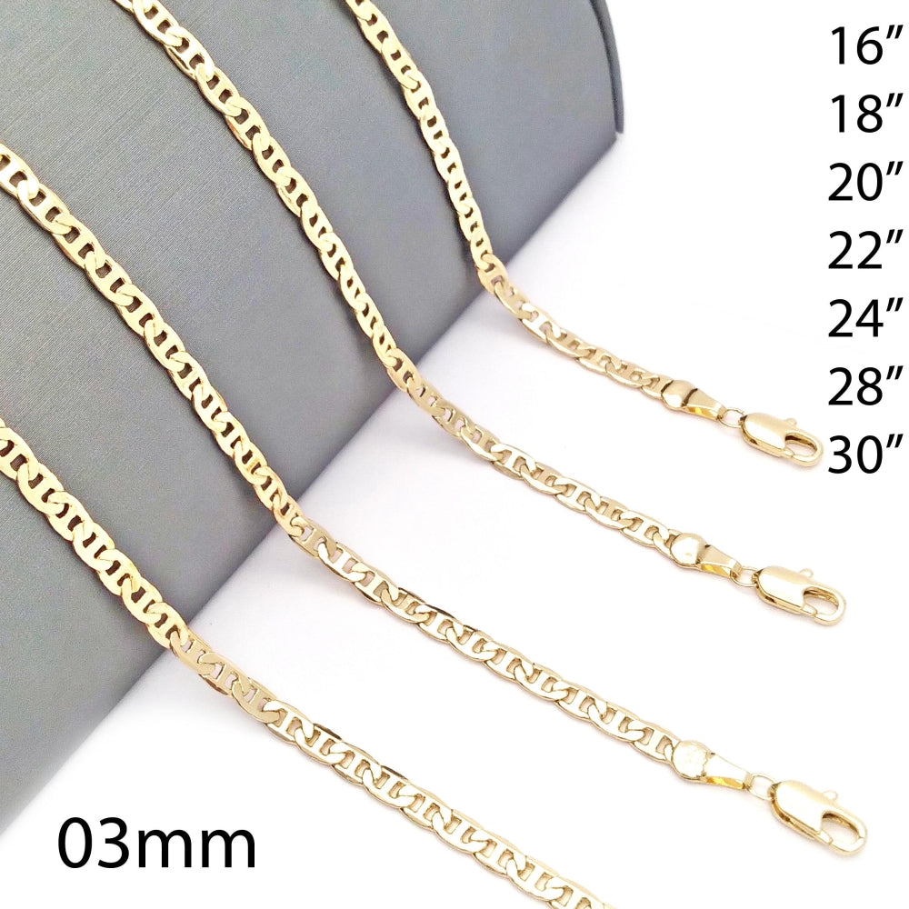 Oro Laminado Basic Necklace, Gold Filled Style Mariner Design, Polished, Golden Finish
