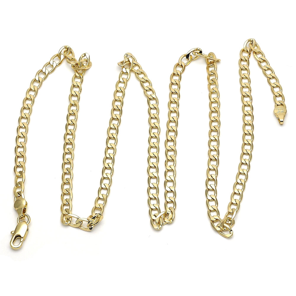 Oro Laminado Basic Necklace, Gold Filled Style Curb Design, Polished, Golden Finish