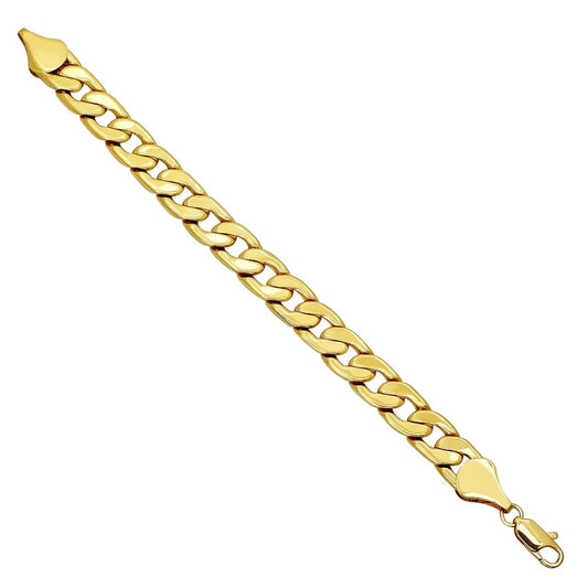 Oro Laminado Basic Bracelet, Gold Filled Style Curb Design, Polished, Golden Finish