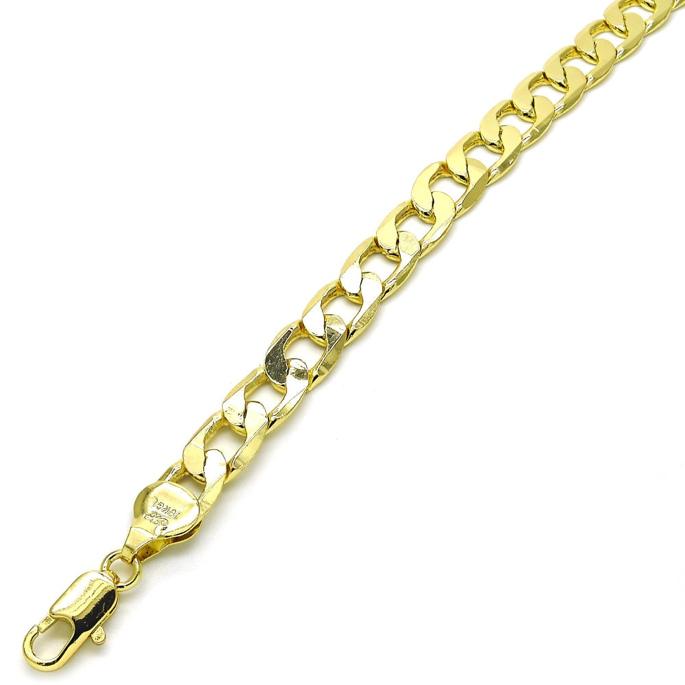 Oro Laminado Basic Bracelet, Gold Filled Style Curb Design, Polished, Golden Finish