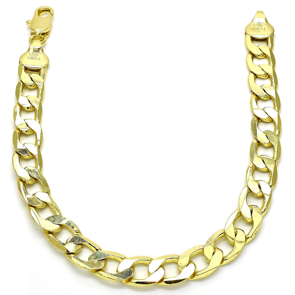 Oro Laminado Basic Bracelet, Gold Filled Style Curb Design, Polished, Golden Finish