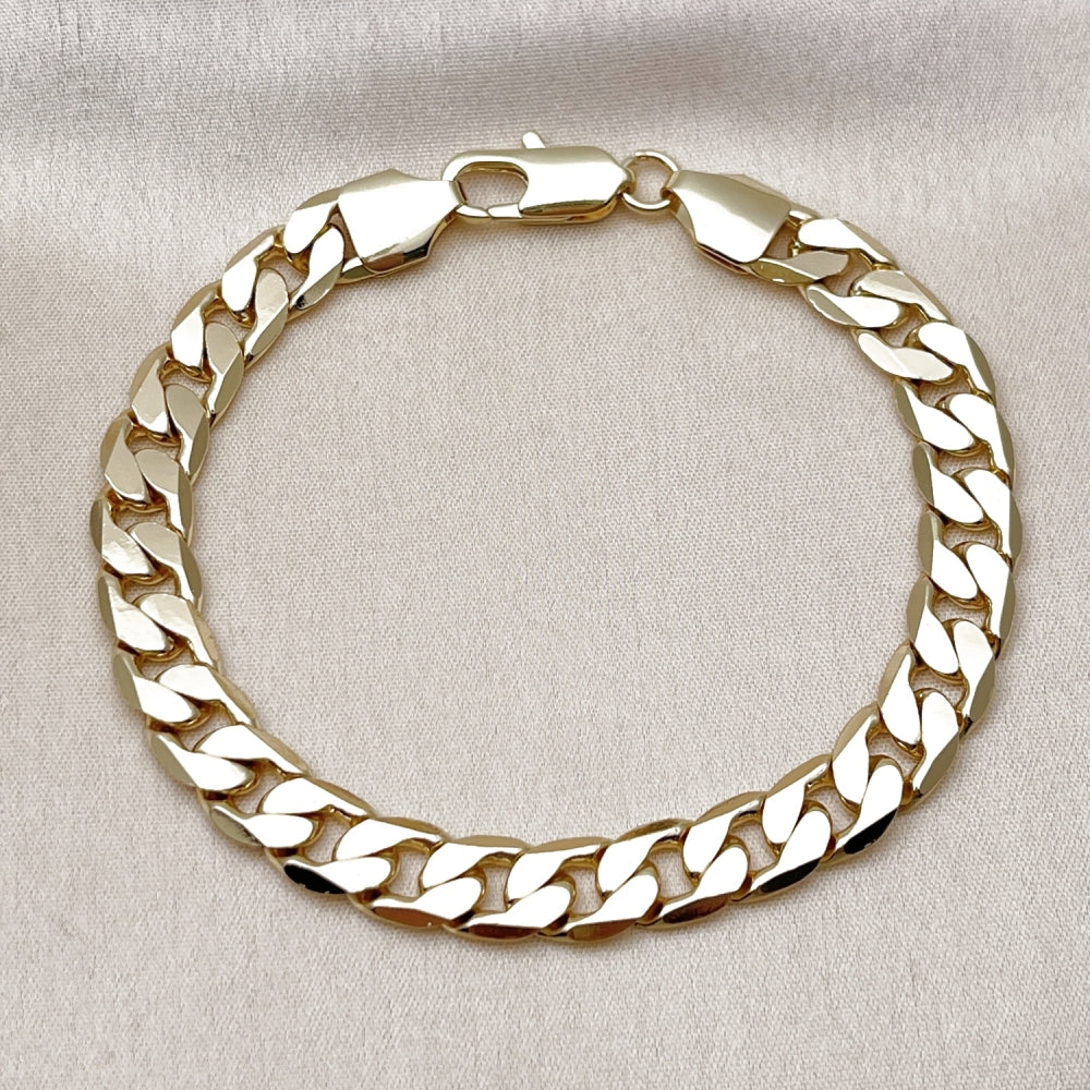 Oro Laminado Basic Bracelet, Gold Filled Style Curb Design, Polished, Golden Finish