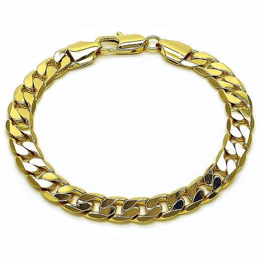 Oro Laminado Basic Bracelet, Gold Filled Style Curb Design, Polished, Golden Finish