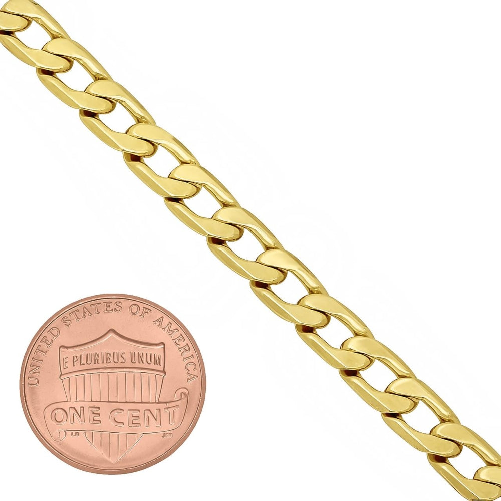 Oro Laminado Basic Bracelet, Gold Filled Style Curb Design, Polished, Golden Finish
