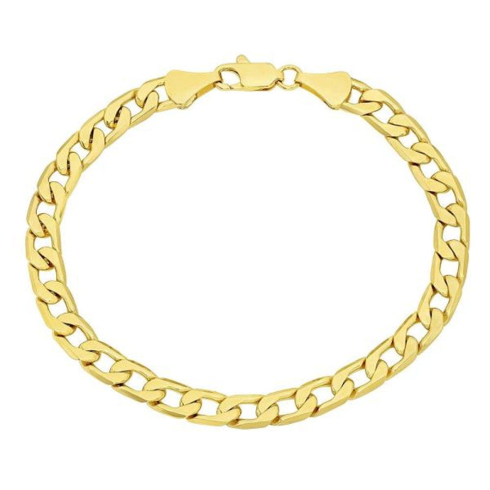 Oro Laminado Basic Bracelet, Gold Filled Style Curb Design, Polished, Golden Finish