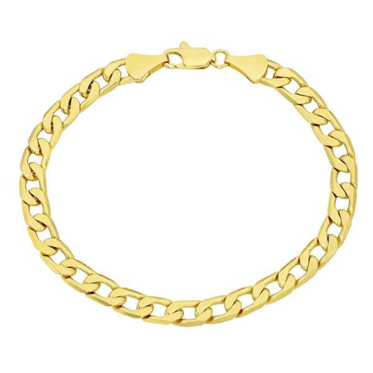Oro Laminado Basic Bracelet, Gold Filled Style Curb Design, Polished, Golden Finish