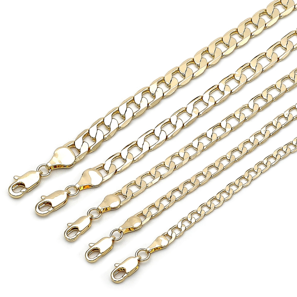 Oro Laminado Basic Bracelet, Gold Filled Style Curb Design, Polished, Golden Finish