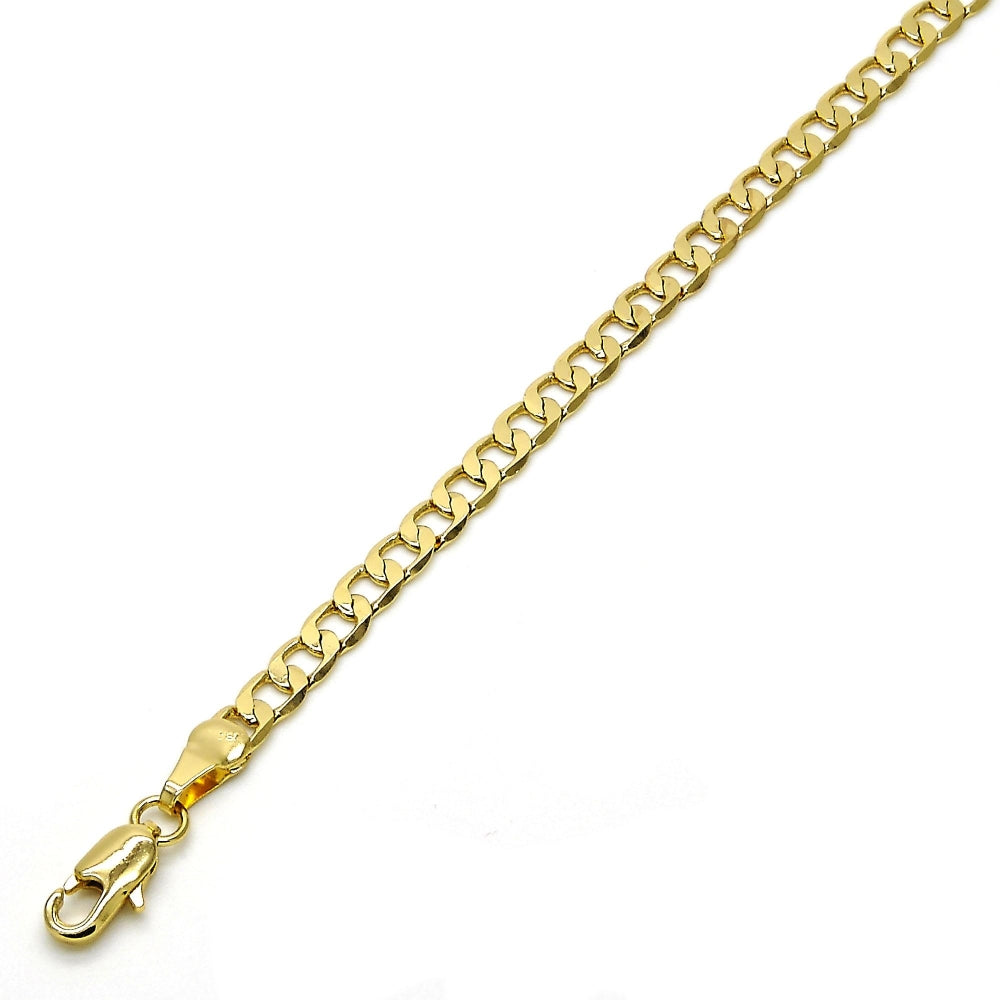 Oro Laminado Basic Bracelet, Gold Filled Style Curb Design, Polished, Golden Finish