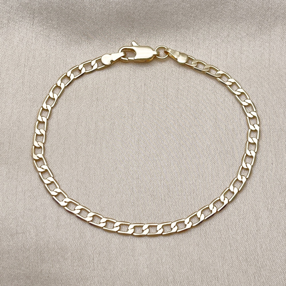 Oro Laminado Basic Bracelet, Gold Filled Style Curb Design, Polished, Golden Finish
