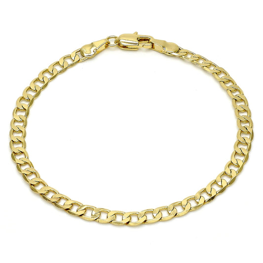 Oro Laminado Basic Bracelet, Gold Filled Style Curb Design, Polished, Golden Finish