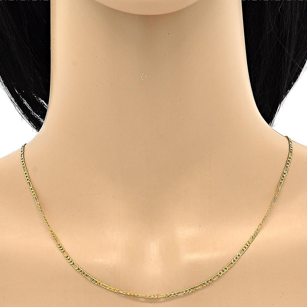 Oro Laminado Basic Necklace, Gold Filled Style Figaro Design, Polished, Golden Finish