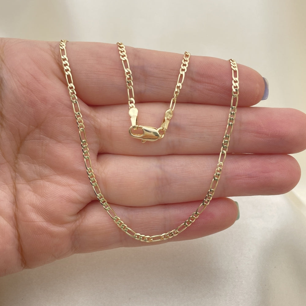 Oro Laminado Basic Necklace, Gold Filled Style Figaro Design, Polished, Golden Finish