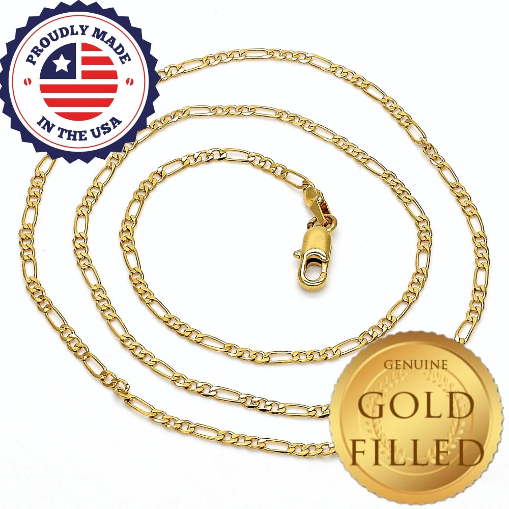 Oro Laminado Basic Necklace, Gold Filled Style Figaro Design, Polished, Golden Finish