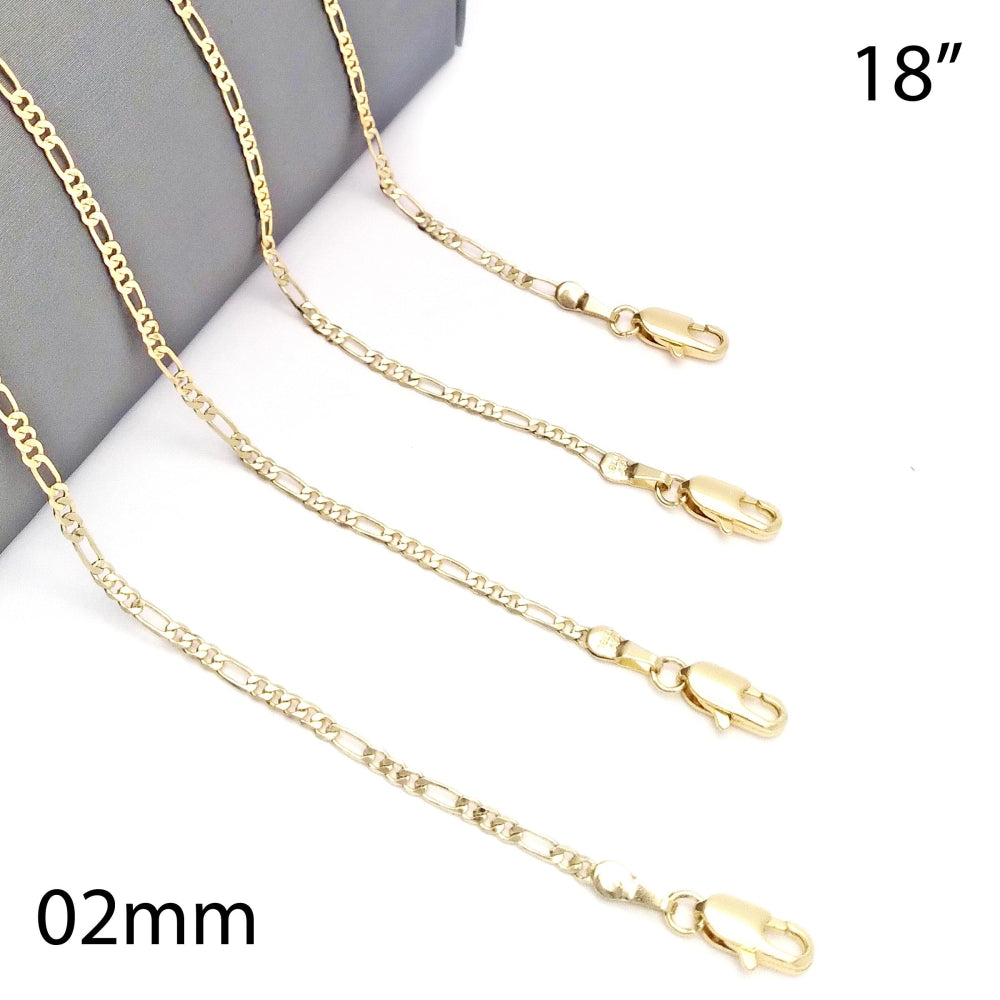 Oro Laminado Basic Necklace, Gold Filled Style Figaro Design, Polished, Golden Finish