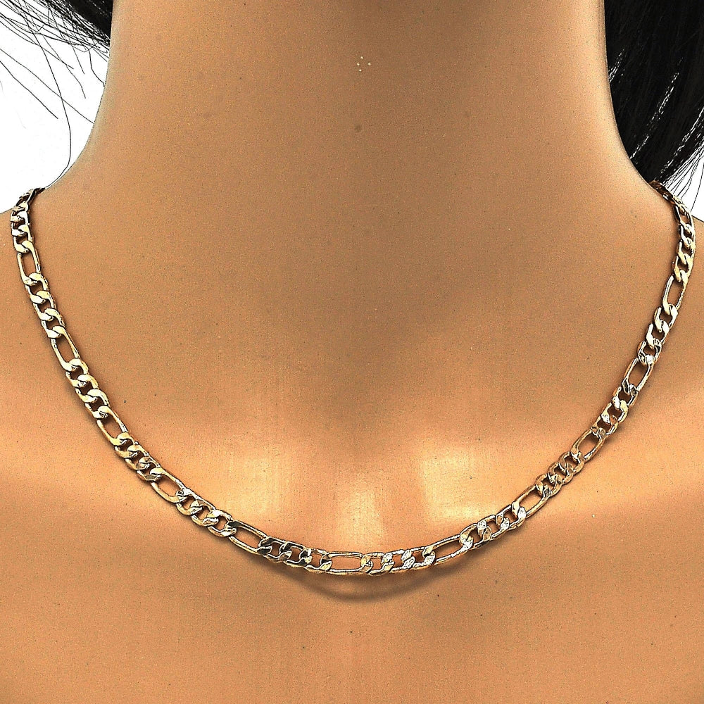 Oro Laminado Basic Necklace, Gold Filled Style Figaro Design, Polished, Golden Finish