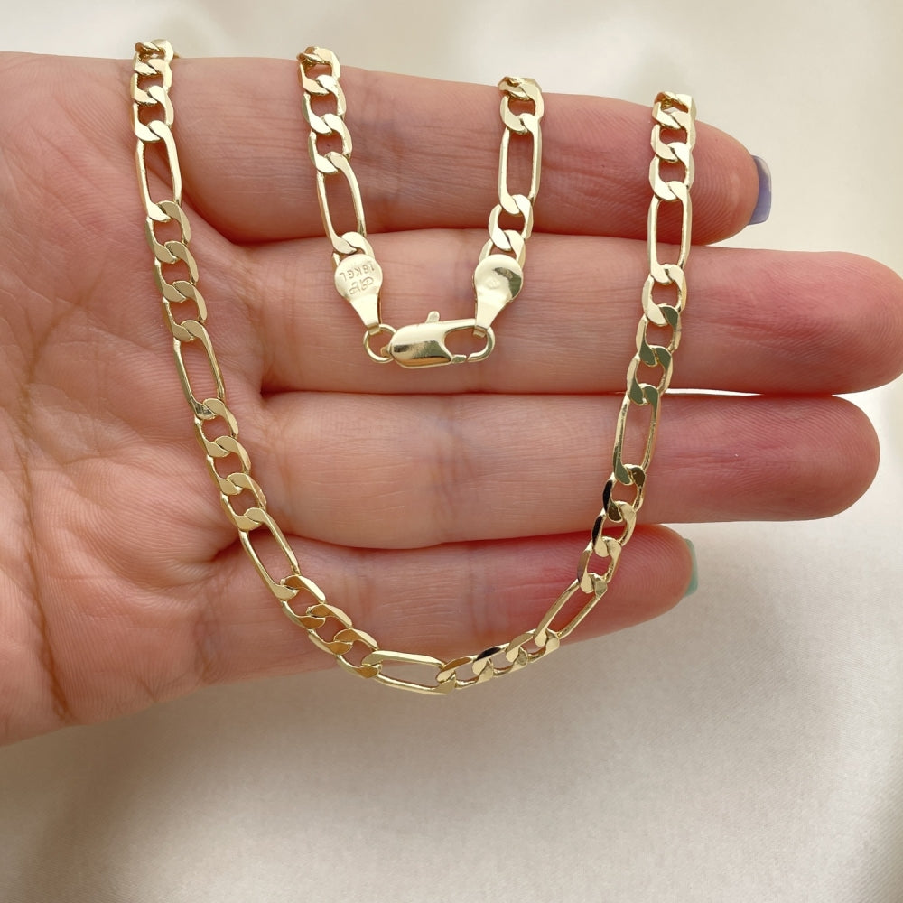 Oro Laminado Basic Necklace, Gold Filled Style Figaro Design, Polished, Golden Finish