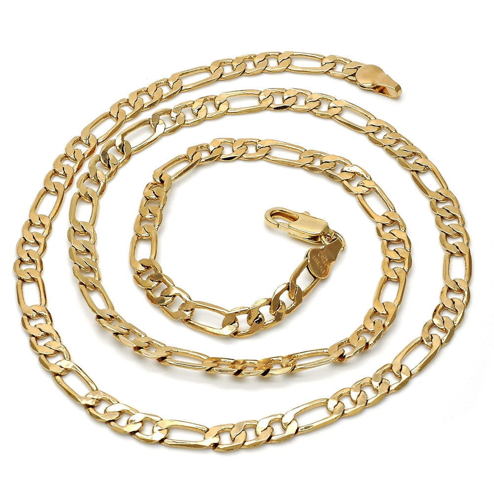 Oro Laminado Basic Necklace, Gold Filled Style Figaro Design, Polished, Golden Finish
