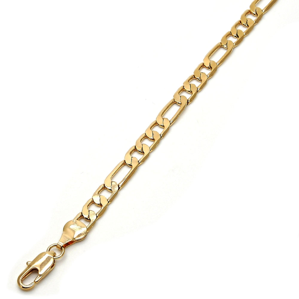 Oro Laminado Basic Bracelet, Gold Filled Style Figaro Design, Polished, Golden Finish