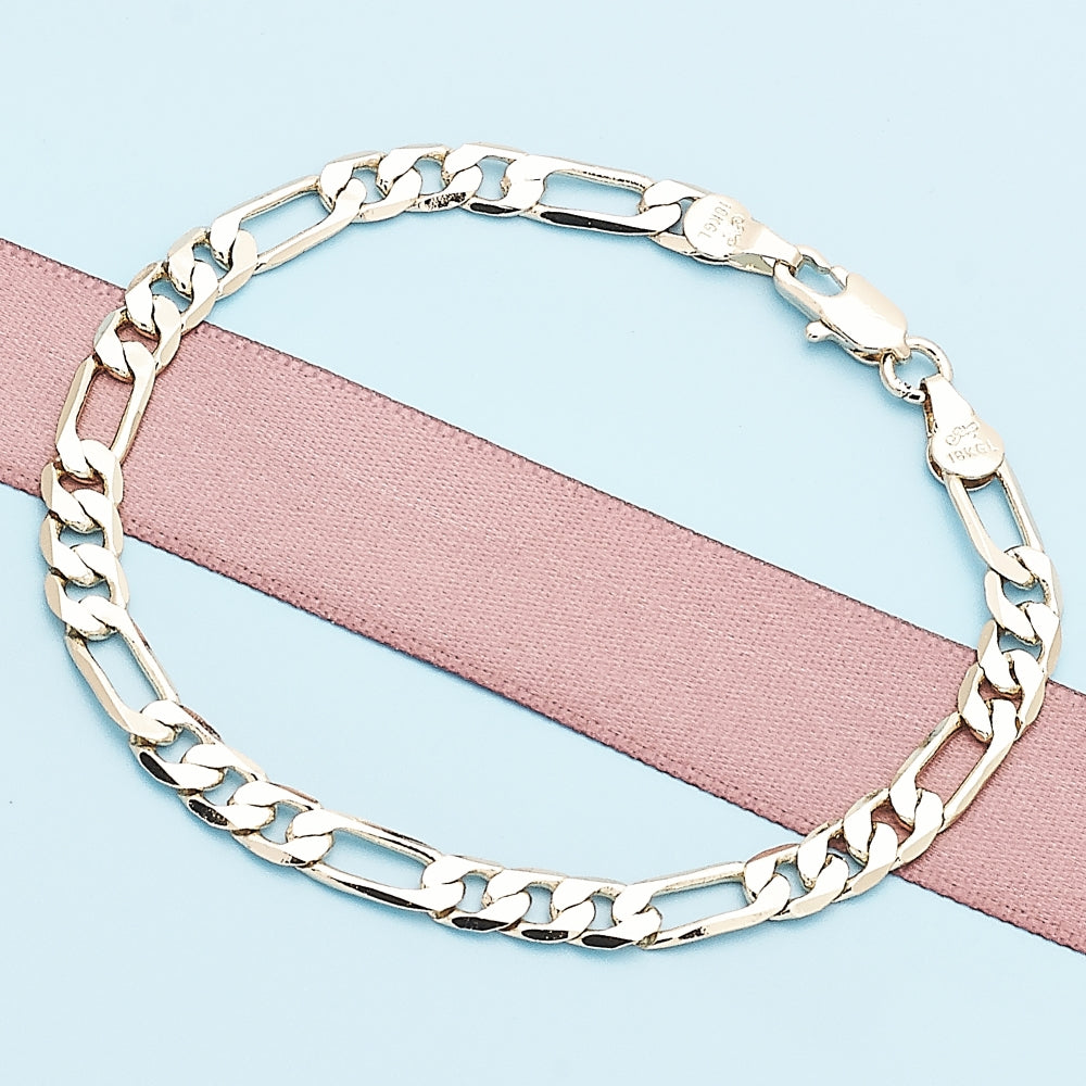 Oro Laminado Basic Bracelet, Gold Filled Style Figaro Design, Polished, Golden Finish