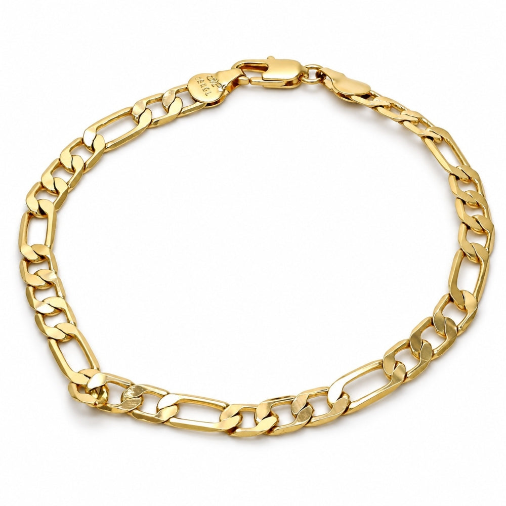 Oro Laminado Basic Bracelet, Gold Filled Style Figaro Design, Polished, Golden Finish