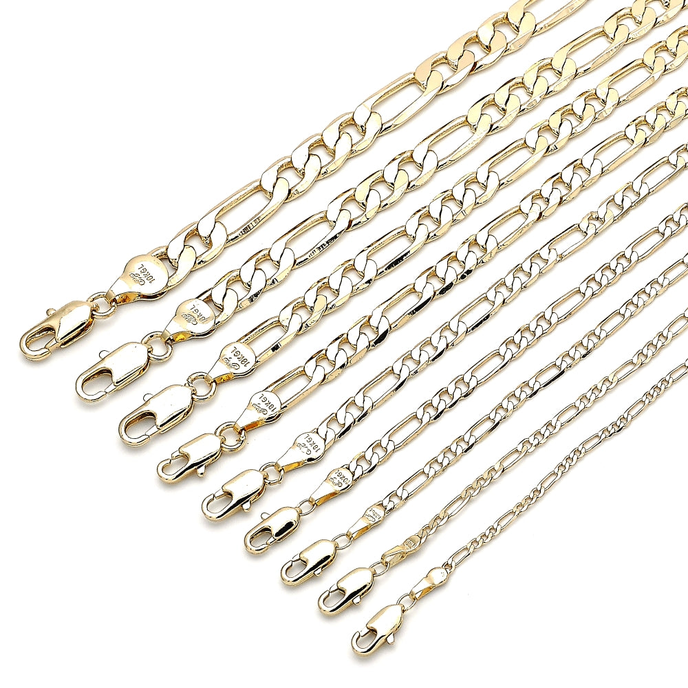 Oro Laminado Basic Bracelet, Gold Filled Style Figaro Design, Polished, Golden Finish