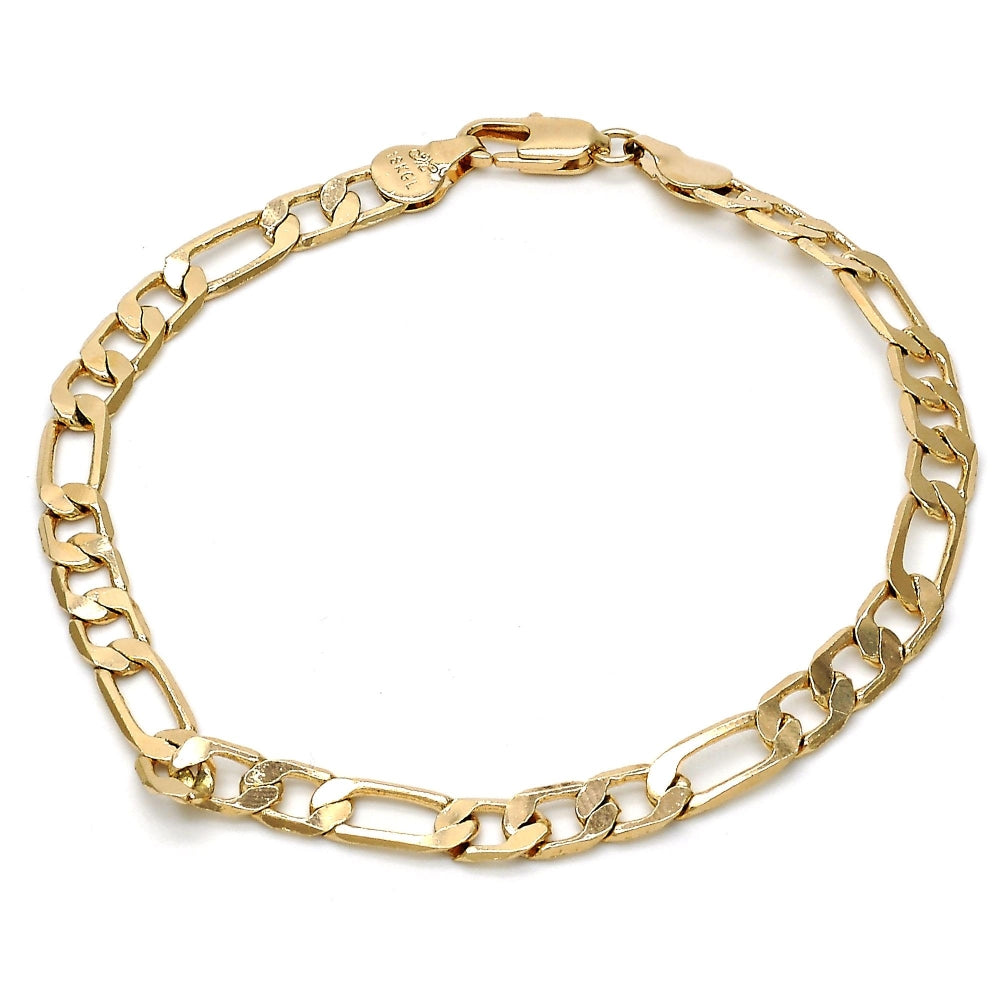 Oro Laminado Basic Bracelet, Gold Filled Style Figaro Design, Polished, Golden Finish