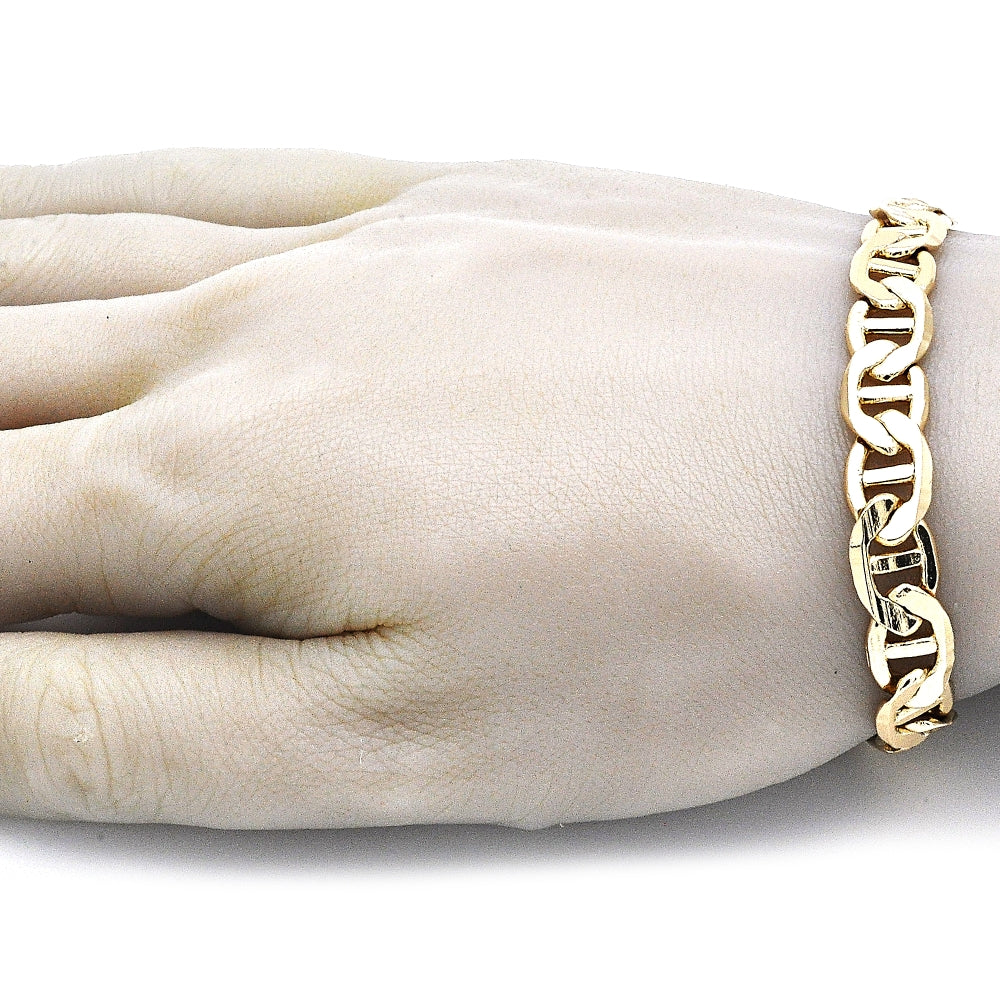 Oro Laminado Basic Bracelet, Gold Filled Style Mariner Design, Polished, Golden Finish