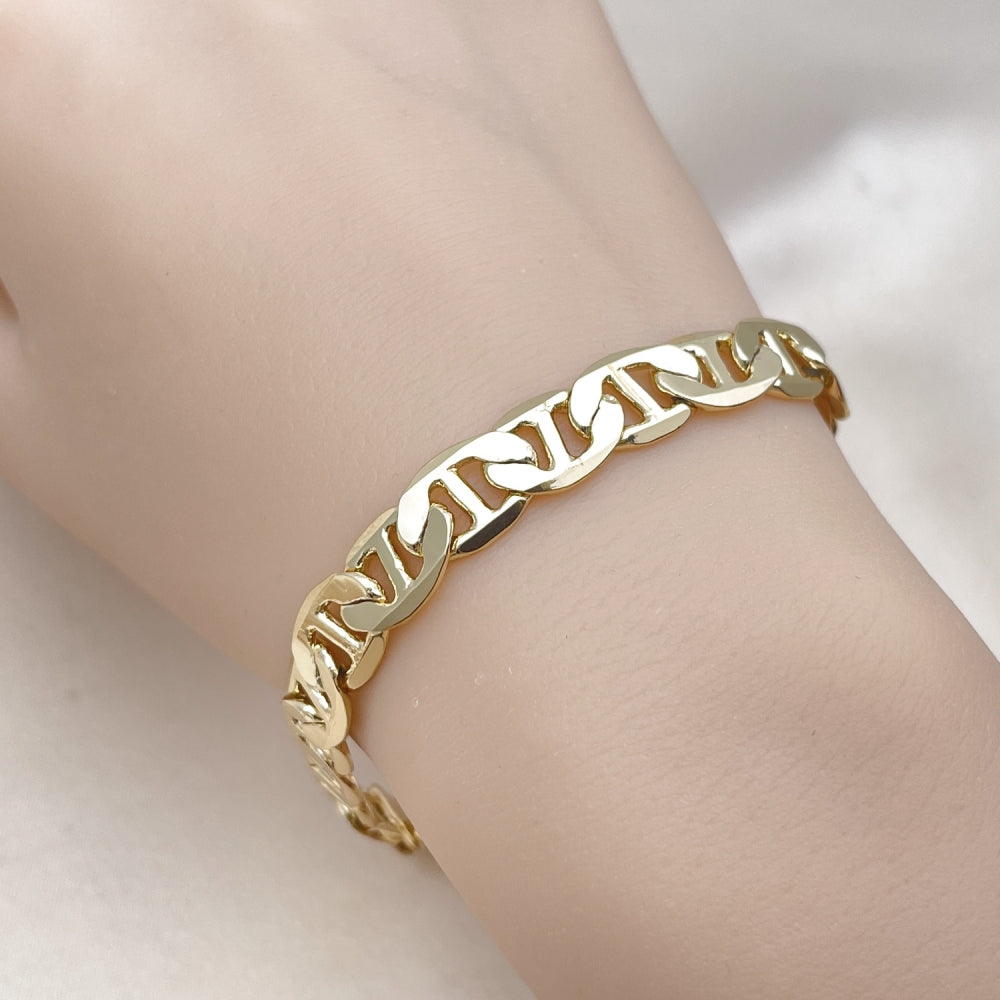 Oro Laminado Basic Bracelet, Gold Filled Style Mariner Design, Polished, Golden Finish