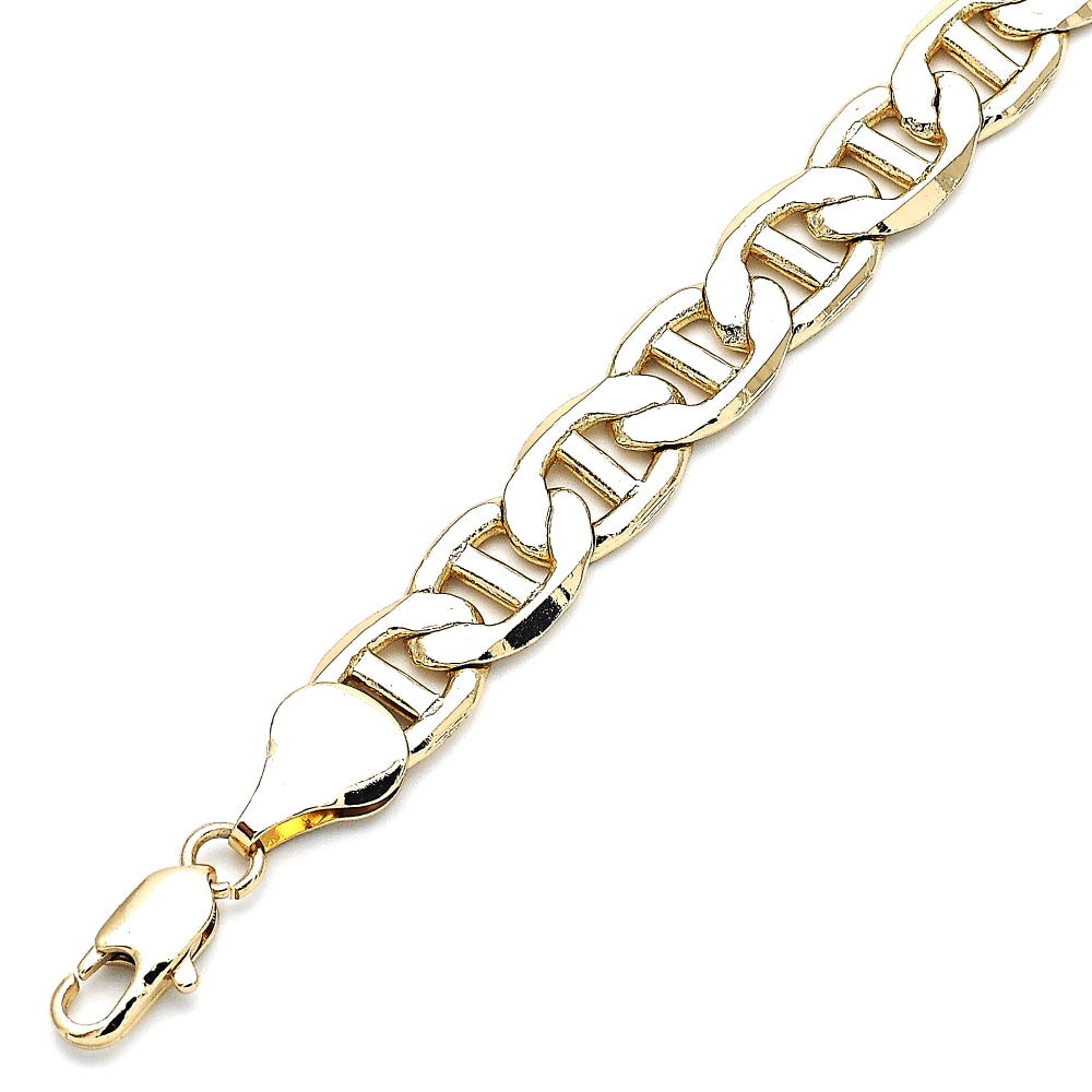 Oro Laminado Basic Bracelet, Gold Filled Style Mariner Design, Polished, Golden Finish