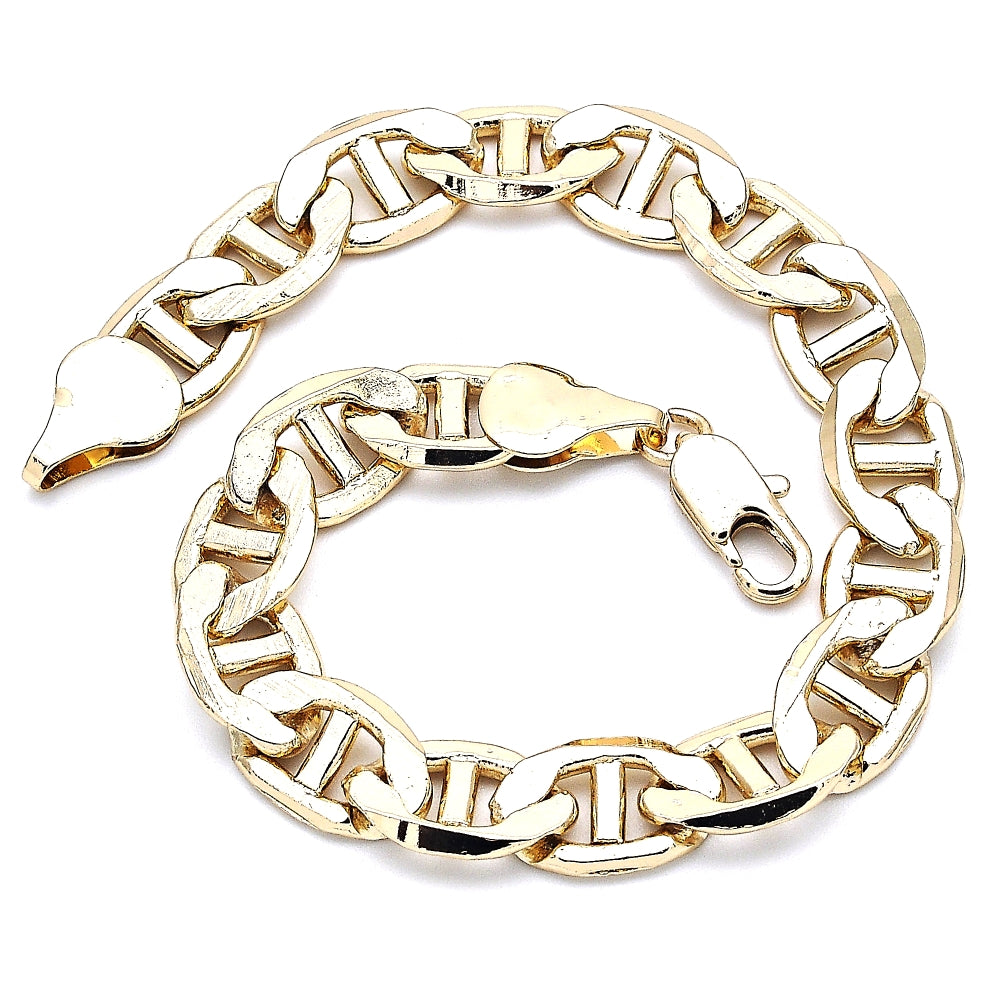 Oro Laminado Basic Bracelet, Gold Filled Style Mariner Design, Polished, Golden Finish
