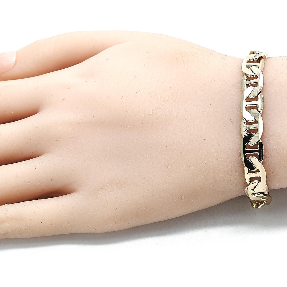 Oro Laminado Basic Bracelet, Gold Filled Style Mariner Design, Polished, Golden Finish