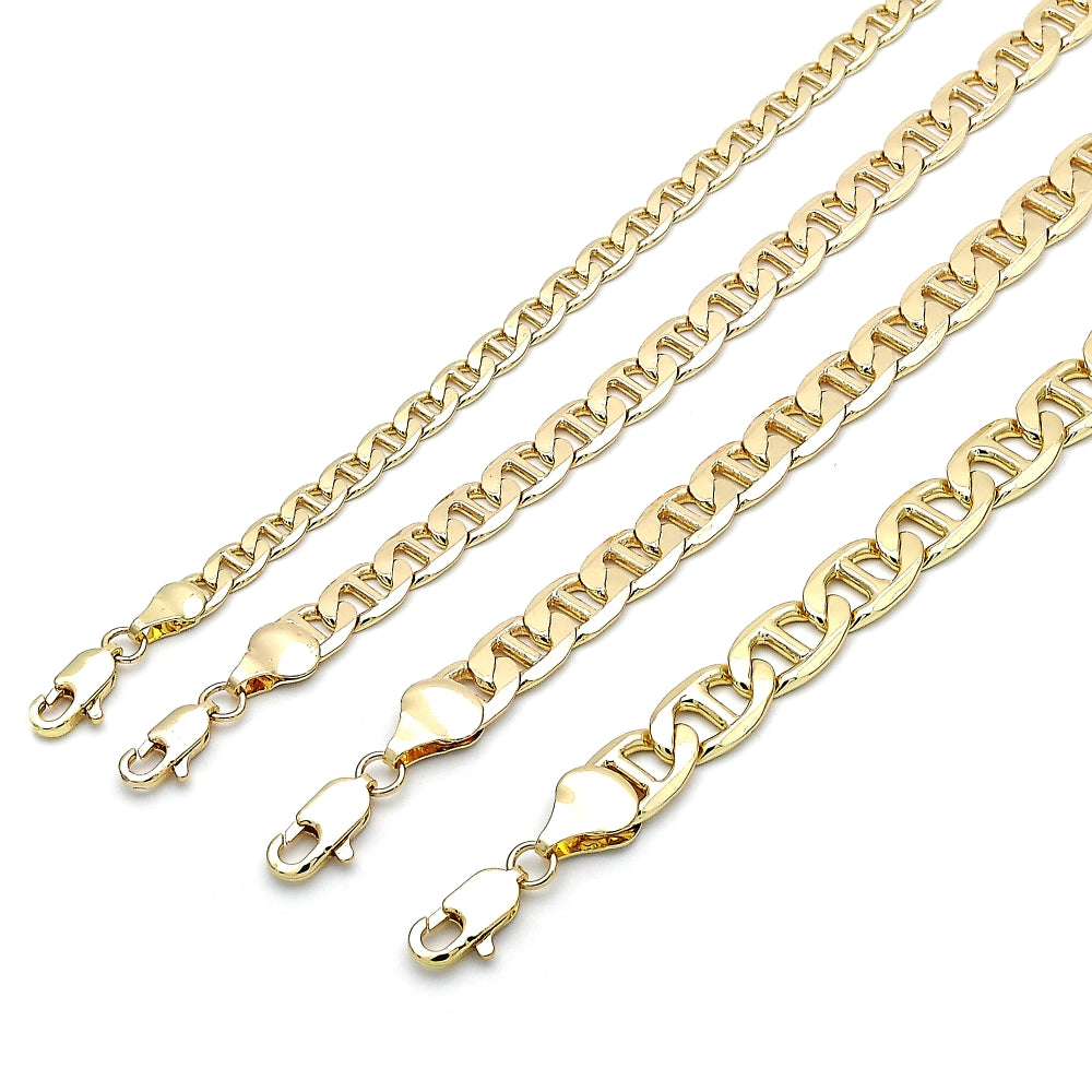 Oro Laminado Basic Bracelet, Gold Filled Style Mariner Design, Polished, Golden Finish
