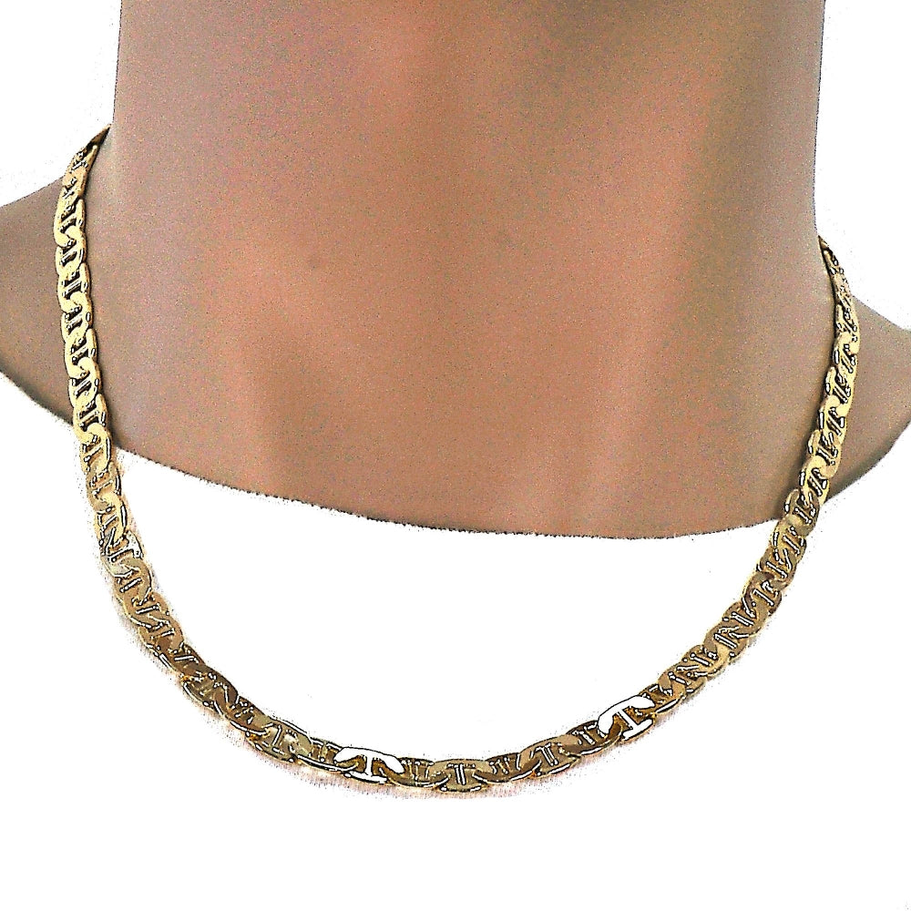Oro Laminado Basic Necklace, Gold Filled Style Mariner Design, Polished, Golden Finish
