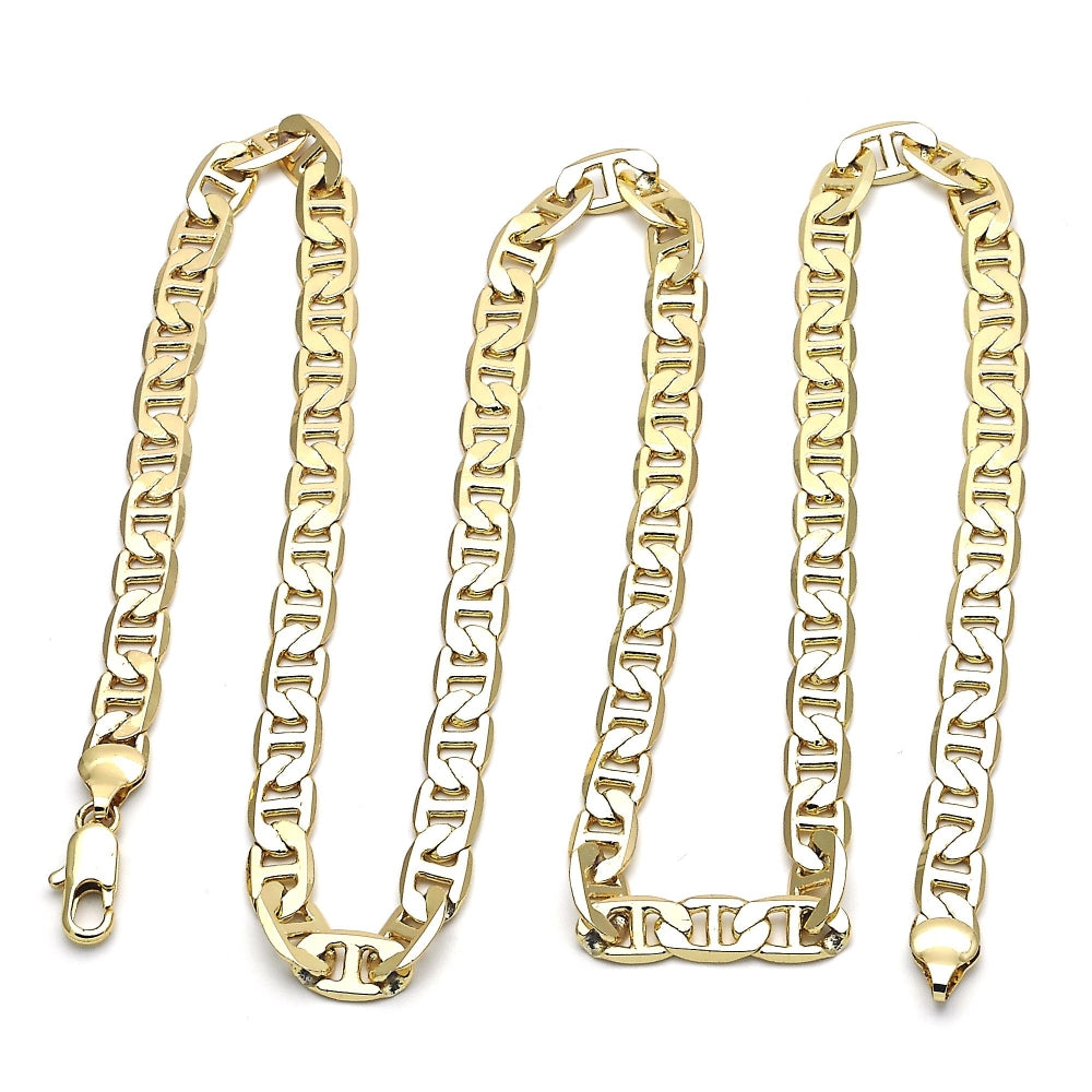 Oro Laminado Basic Necklace, Gold Filled Style Mariner Design, Polished, Golden Finish