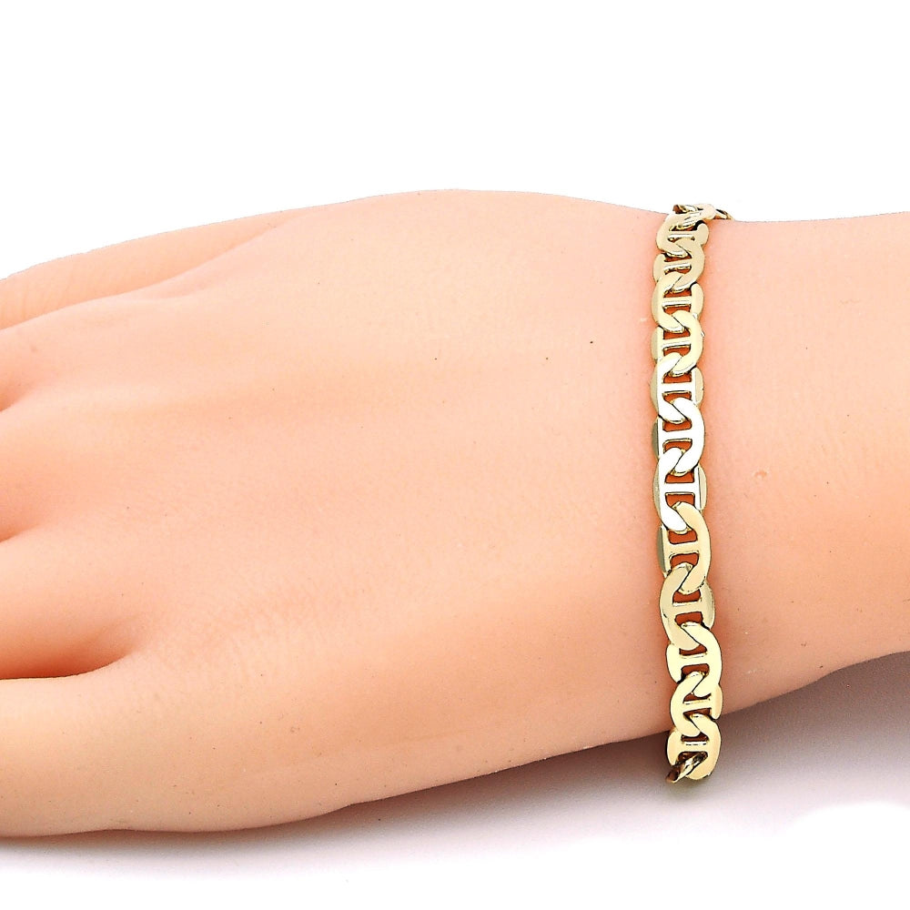 Oro Laminado Basic Bracelet, Gold Filled Style Mariner Design, Polished, Golden Finish