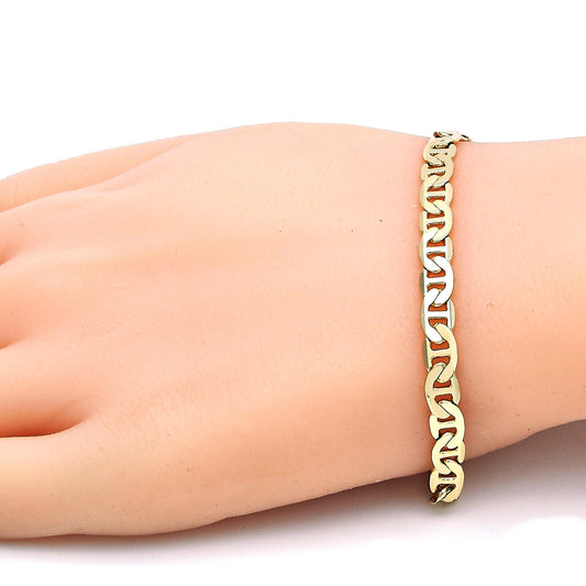Oro Laminado Basic Bracelet, Gold Filled Style Mariner Design, Polished, Golden Finish