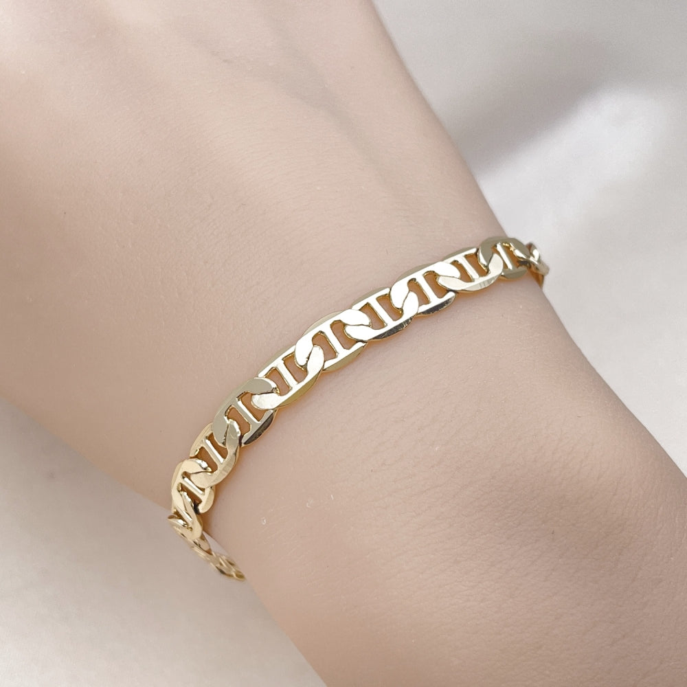 Oro Laminado Basic Bracelet, Gold Filled Style Mariner Design, Polished, Golden Finish