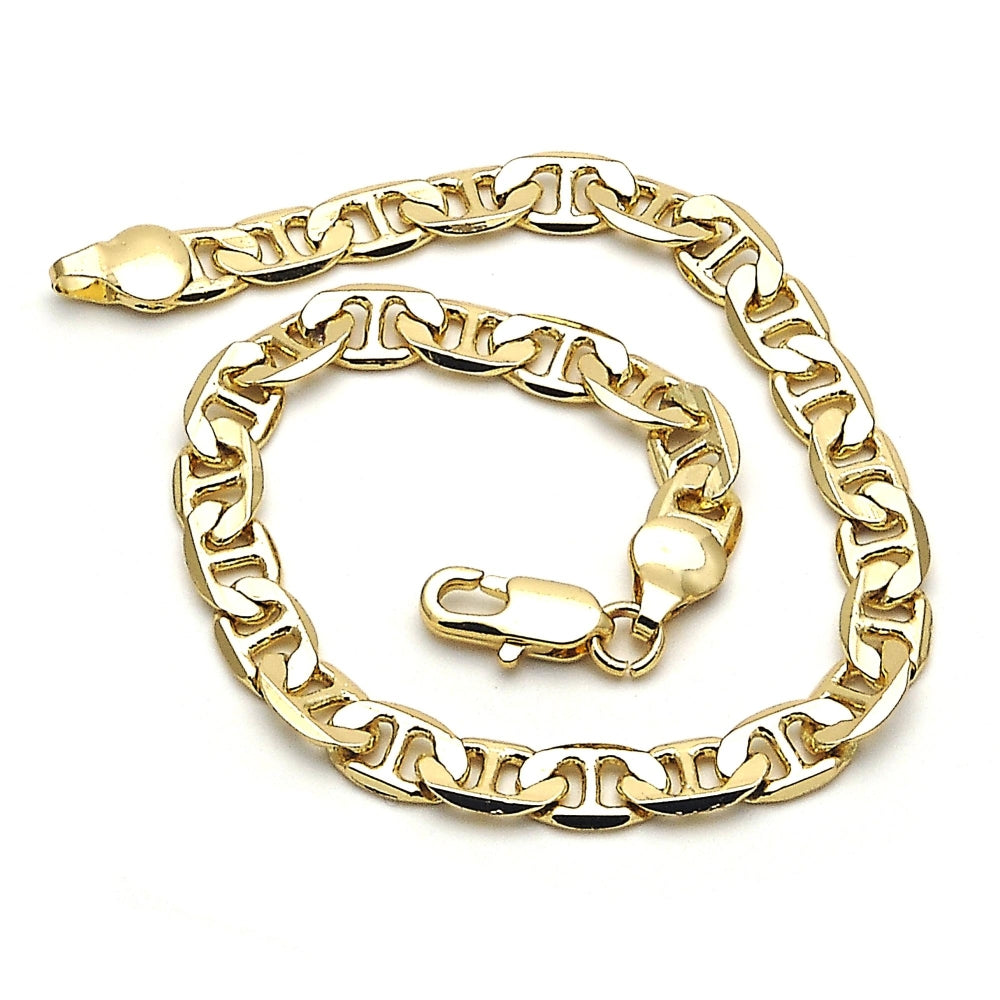 Oro Laminado Basic Bracelet, Gold Filled Style Mariner Design, Polished, Golden Finish