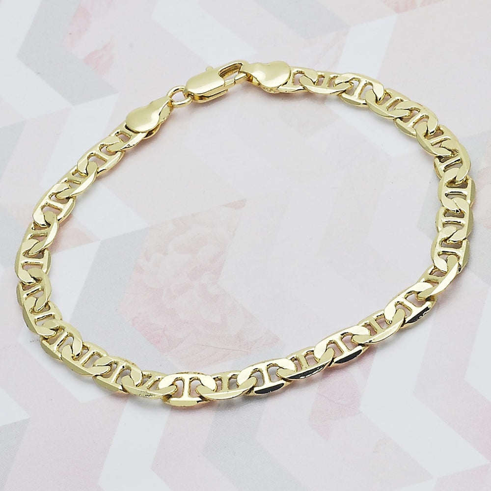 Oro Laminado Basic Bracelet, Gold Filled Style Mariner Design, Polished, Golden Finish