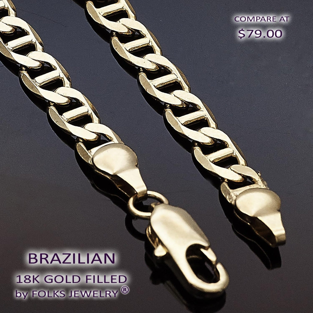 Oro Laminado Basic Bracelet, Gold Filled Style Mariner Design, Polished, Golden Finish