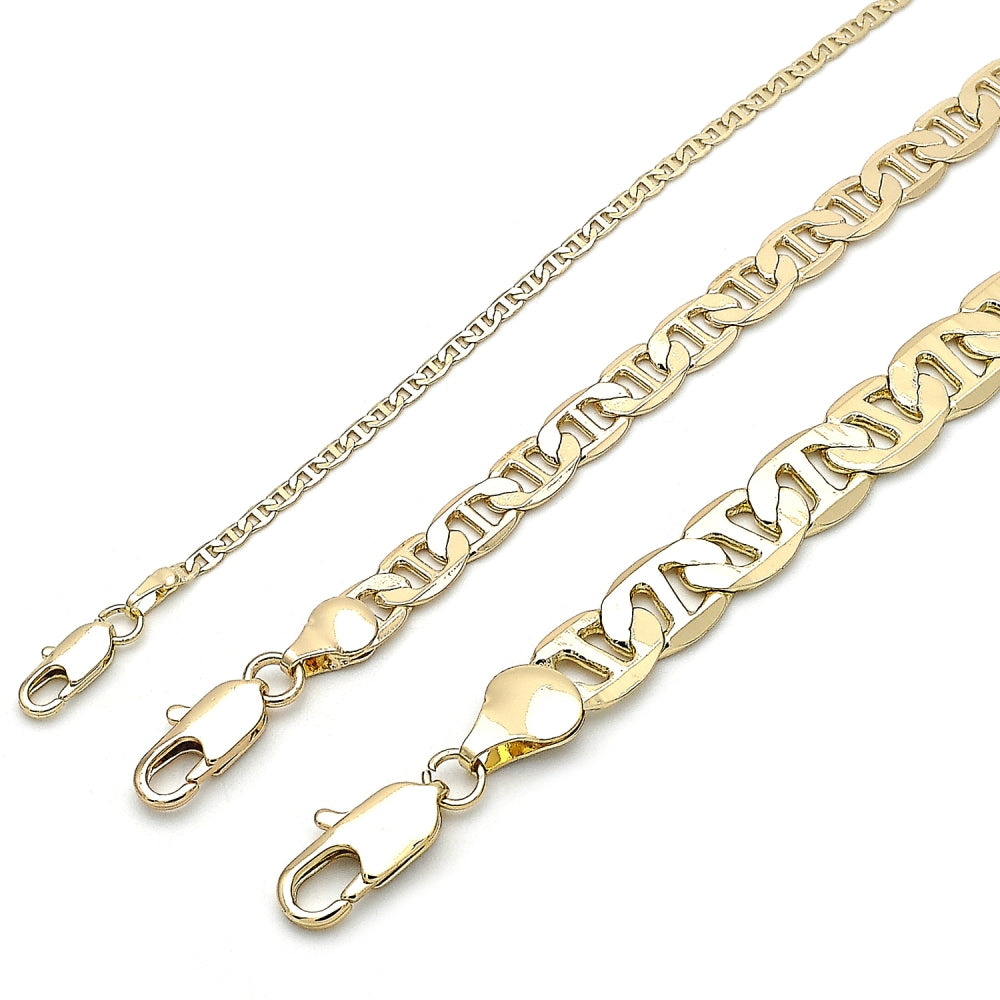 Oro Laminado Basic Bracelet, Gold Filled Style Mariner Design, Polished, Golden Finish
