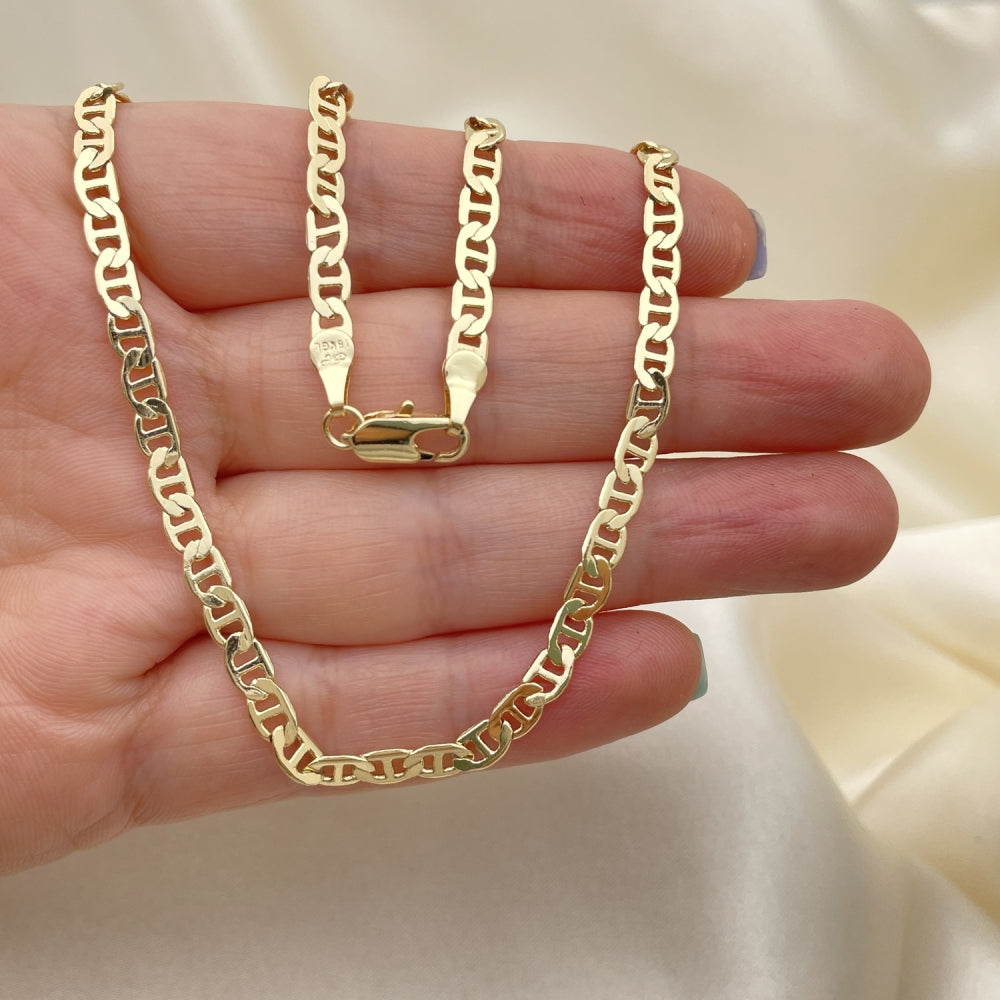 Oro Laminado Basic Necklace, Gold Filled Style Mariner Design, Polished, Golden Finish