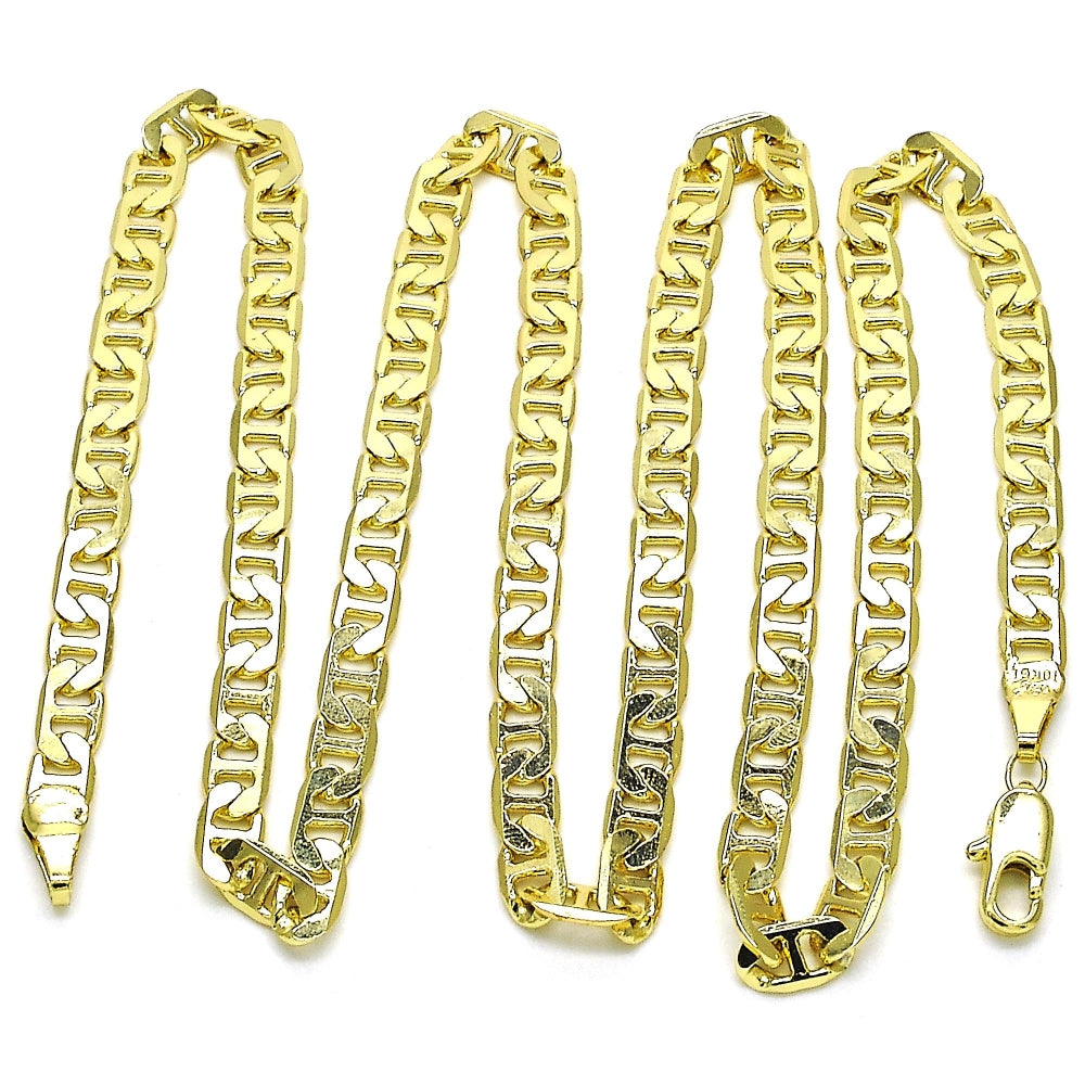 Oro Laminado Basic Necklace, Gold Filled Style Mariner Design, Polished, Golden Finish