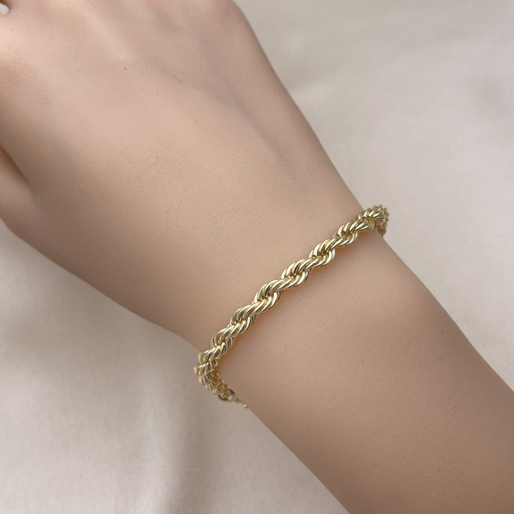 Oro Laminado Basic Bracelet, Gold Filled Style Rope Design, Polished, Golden Finish