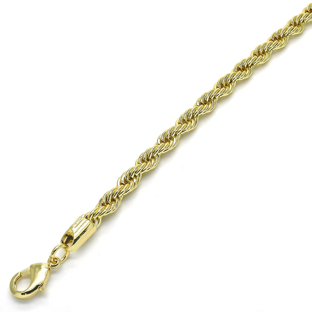 Oro Laminado Basic Bracelet, Gold Filled Style Rope Design, Polished, Golden Finish