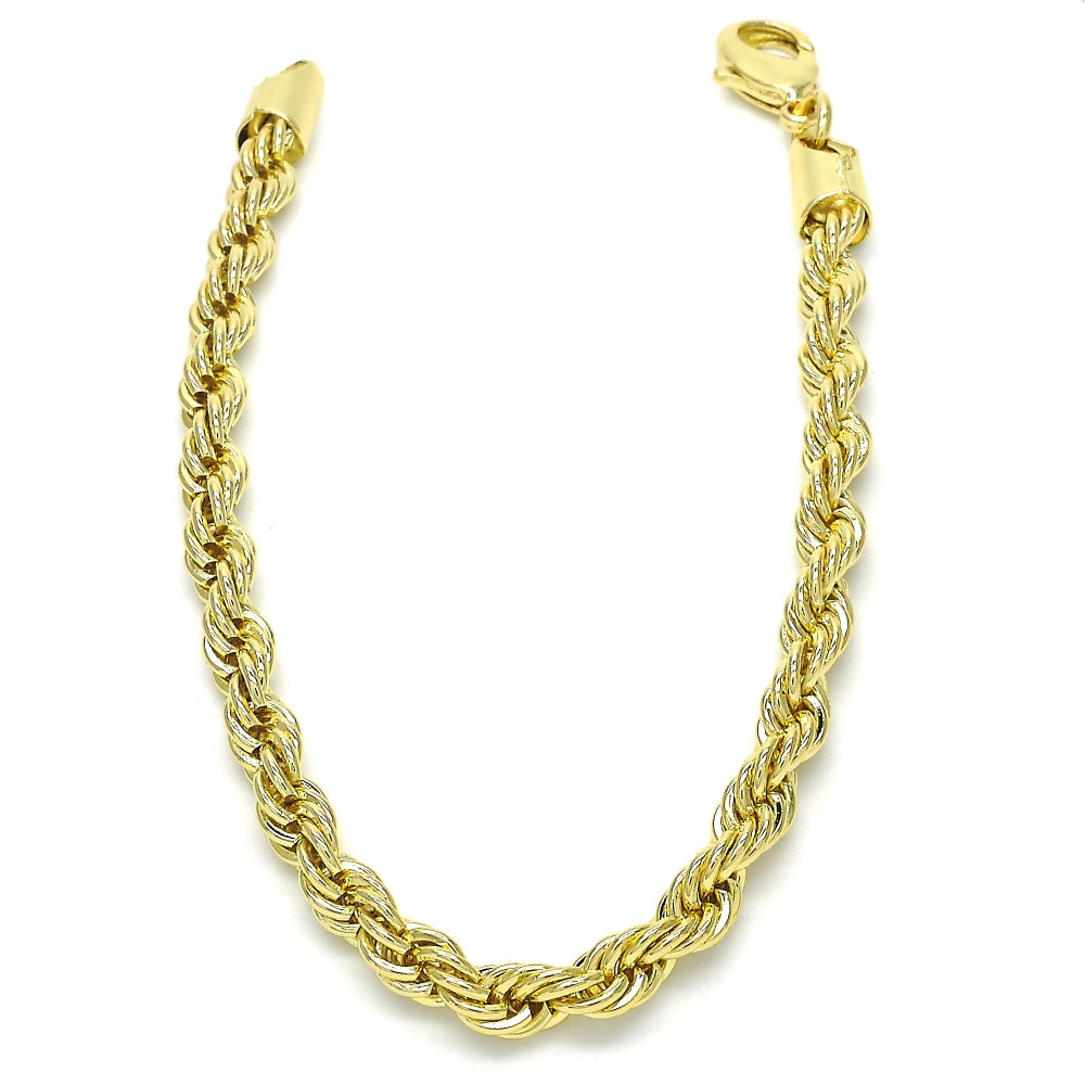 Oro Laminado Basic Bracelet, Gold Filled Style Rope Design, Polished, Golden Finish