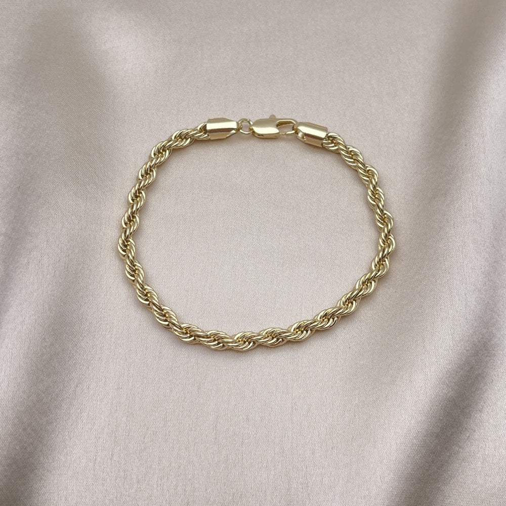 Oro Laminado Basic Bracelet, Gold Filled Style Rope Design, Polished, Golden Finish