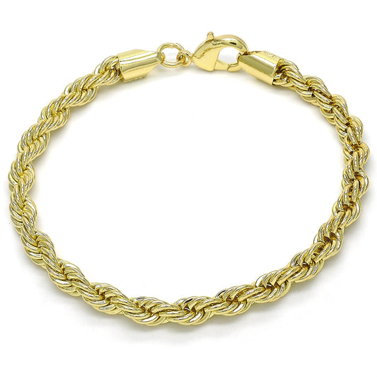 Oro Laminado Basic Bracelet, Gold Filled Style Rope Design, Polished, Golden Finish