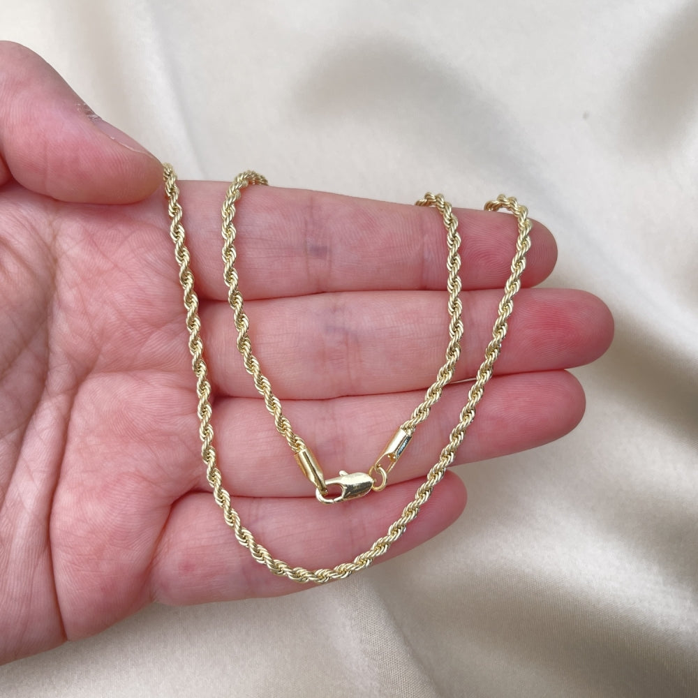 Oro Laminado Basic Necklace, Gold Filled Style Rope Design, Polished, Golden Finish
